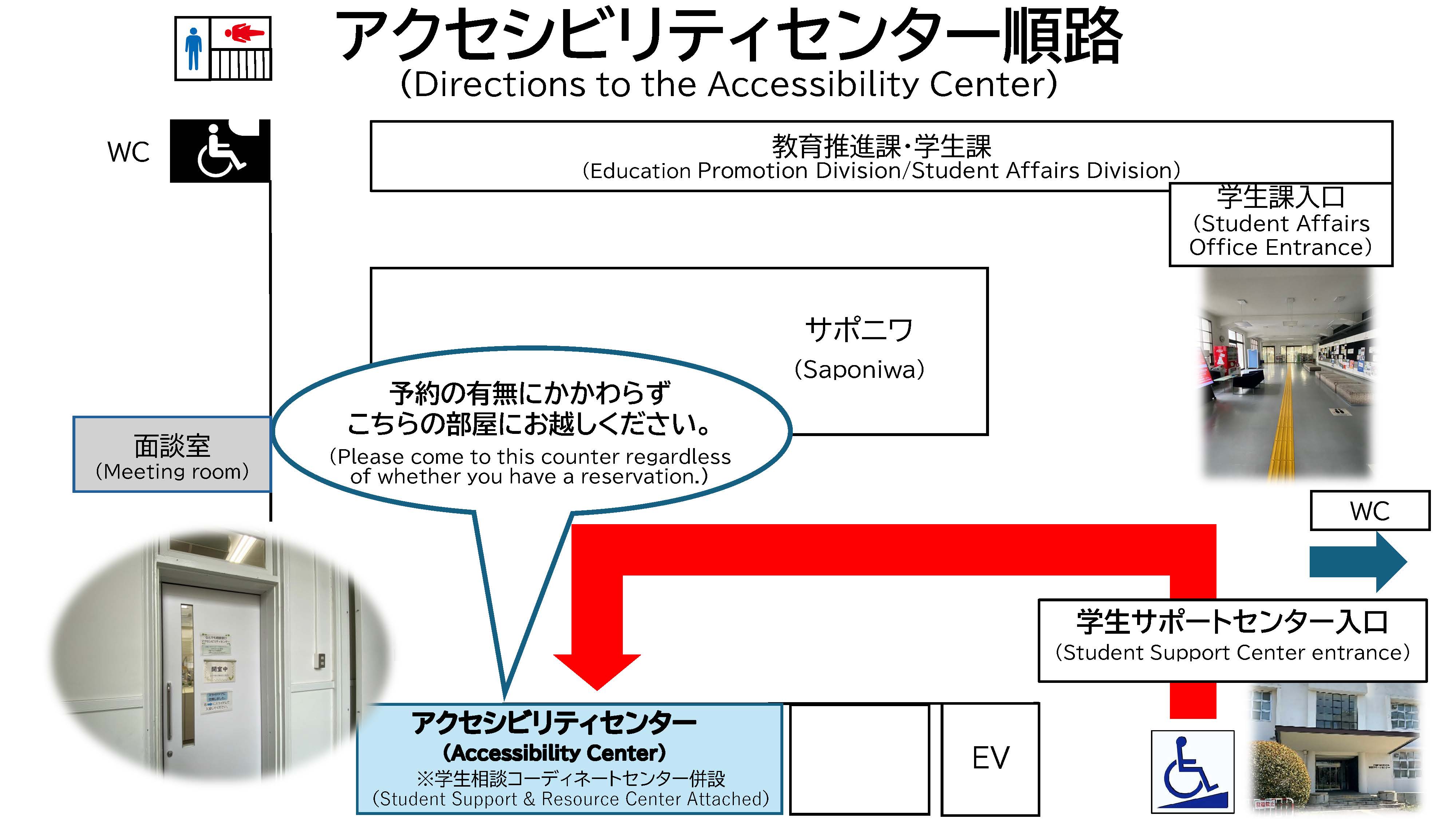 学生サポートセンター内の道順（杉本）