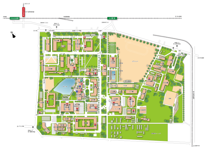 中百舌鳥キャンパスのマップ