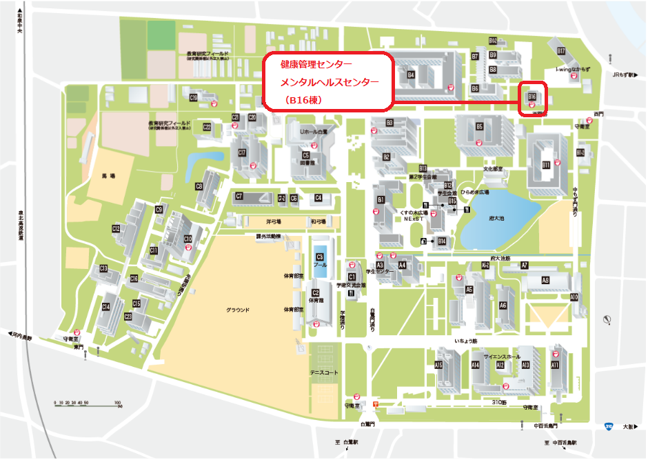 中百舌鳥キャンパス健康管理センターマップ