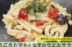 ごろごろトマトとなすのうどんサラダ