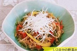 夏野菜とひき肉のピリ辛炒め