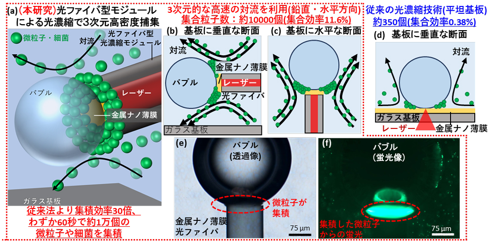 光が生み出す流れで生体試料を高速濃縮する金属ナノ薄膜光ファイバー型3次元捕捉技術を開発