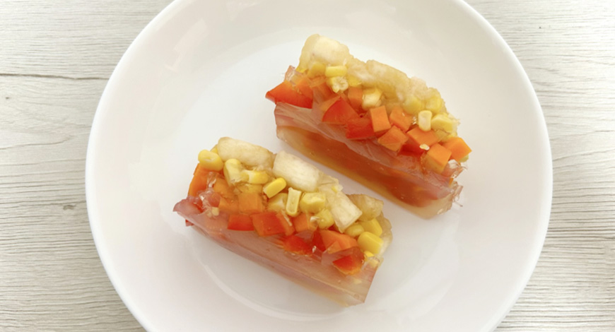 夏野菜とフルーツのはちみつ寒天