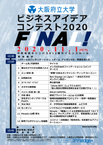 ビジネスアイデアコンテスト2020本選会スケジュール