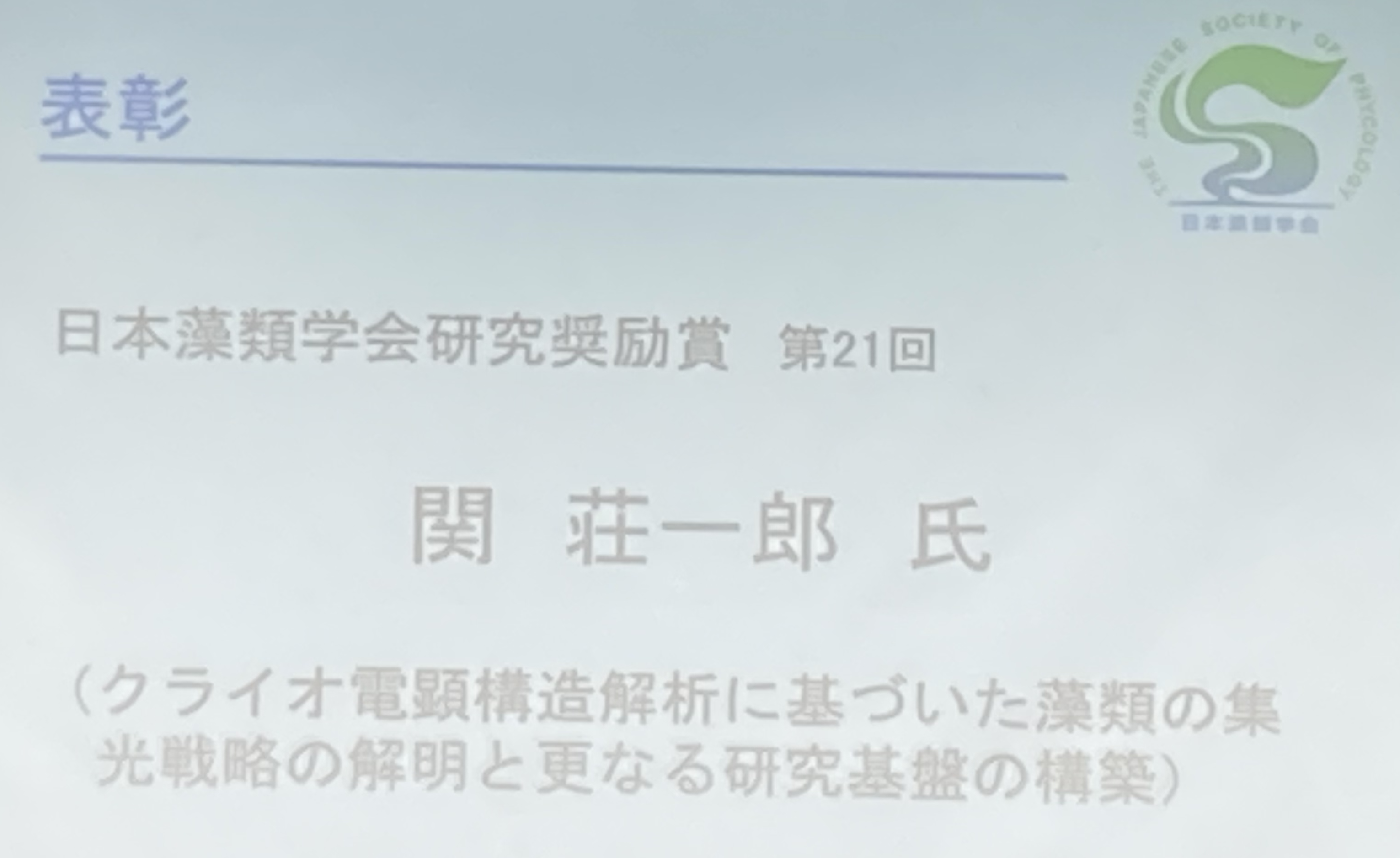 関くん藻類学会奨励賞02