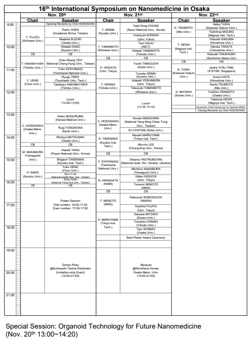 16th ISNM time table