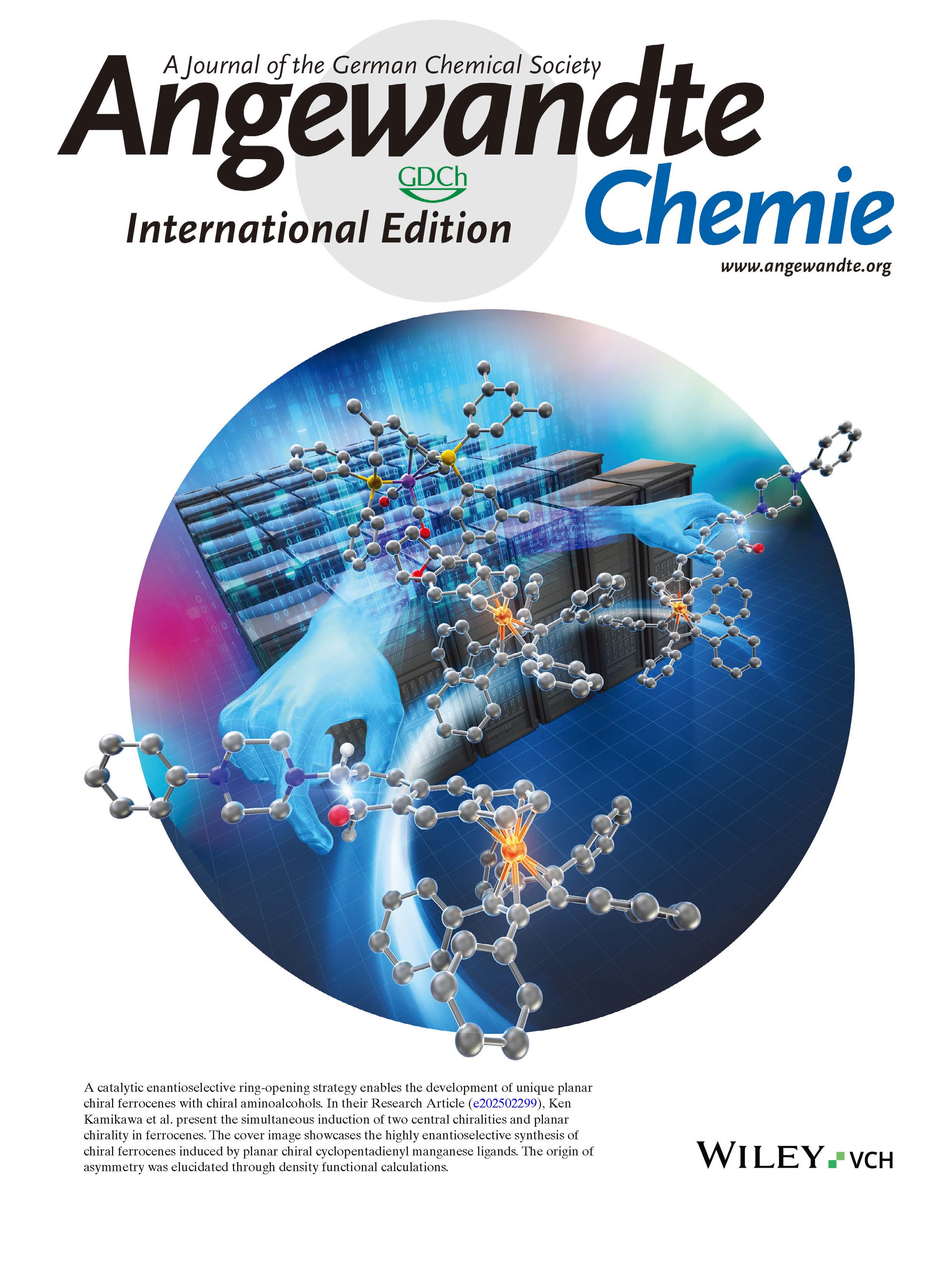 Angew Chem Int Ed - 2025 - Isoda - Inside Front Cover  Enantioselective Synthesis of Chiral Ferrocenyl Aminoalcohols 